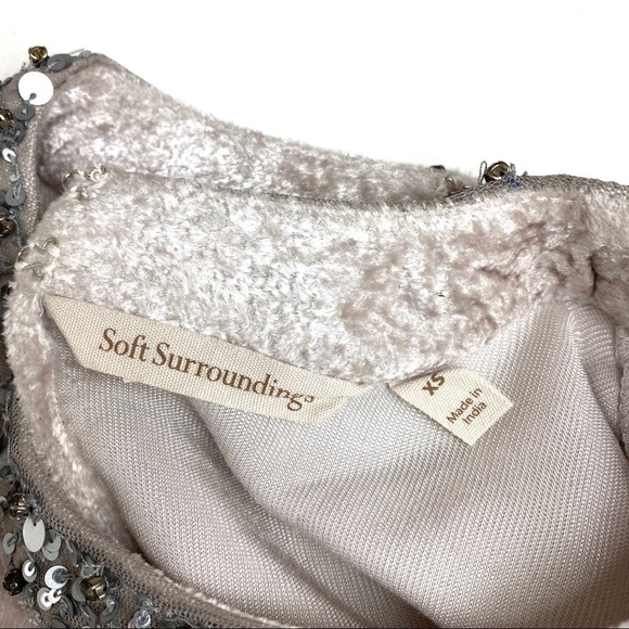 Soft Surroundings Velvet Blouse Tunic Top Ombree Tan Gray Women’s Size XS/S - Picture 6 of 8